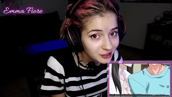 18yo youtuber gets horny watching hentai during the stream and masturbates - Emma Fiore