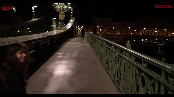 Risky Lesbian Sex in Public on a Bridge Between Passersby