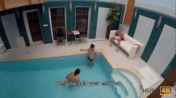 HUNT4K. Swimming pool is a nice place for guy to fuck boys GF for cash