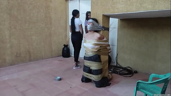 Christian Girl Duct Taped To Pillar And Gagged Tight